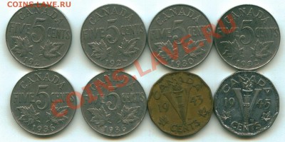 Y15 ФИКС Канада 5¢ 1927-45 8 шт. до 25.06 в 22°° - Y15 Canada 5c 8 pcs_1
