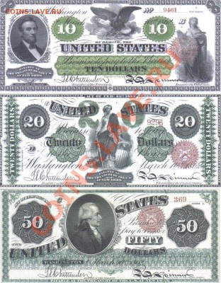 США 1,2,5,10,20,50 долларов 1862г копии пресс до 23.06 21.00 - США 1,2,5,10,20,50 долларов 1862г копии пресс-3
