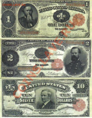 США 1-100 долларов 1891г копии пресс до 23.06 21.00мск - США 1,2,10,20,50,100 долларов 1891г копии пресс-1
