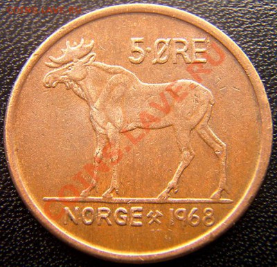 Норвегия_5 эре 1968 "Лось"; до 21.06_22.08мск - 5474