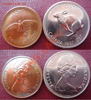 Канада: Ag-500(800) 10+5+1 цент 1967 BUNC до 02.07 22 - Канада 1 и 5 центов 1967-1.JPG