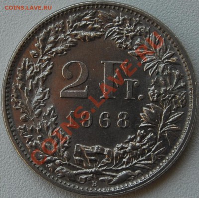 ШВЕЙЦАРИЯ - 2 франка 1968 - до 2 июля - 464