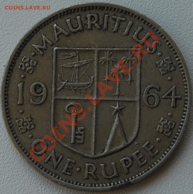 БРИТАНСКИЙ МАВРИКИЙ - 1 рупия 1964 - до 2 июля - 457
