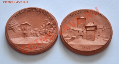 Керамические нотгельды, Германия, фабрика Мейсен - Schwabisch_Hall_20_mark_1922_ziegelrot_A.JPG