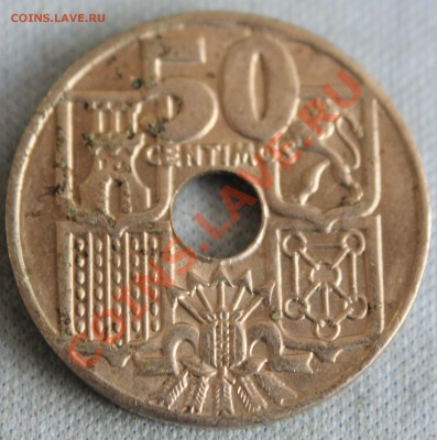 С рубля ИСПАНИЯ 50с 1949г.С ДЫРОЧКОЙ   до 7.07.13г. - IMG_5498.JPG