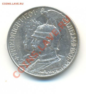 Серебро. Пруссия 2 марки 1901. 200 лет. XF. до 12.07 в 21.00 - 3