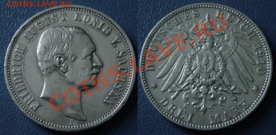 Мекленбург Шверин,Стрейтц,Нассау,Саксония и др - САКСОНИЯ 3 МАРКИ 1910 E.JPG