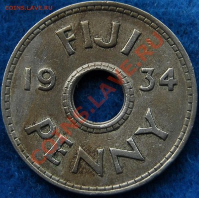 БРИТАНСКОЕ ФИДЖИ - 1 пенни 1934 - Георг V - до 16 июля - 234