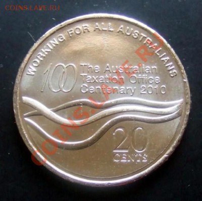 АВСТРАЛИЯ 20 центов (2010) Налоговая до 16.07 (22.00) - Австралия 20 центов (2010) 100лет налогам Р