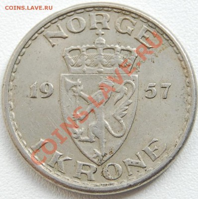НОРВЕГИЯ - 1 крона 1957 - до 18 июля - 529