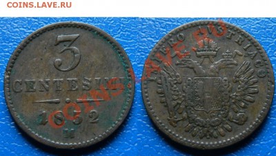 Австрия 1852 для Венеции и Ломбардии ОЦЕНКА - Австрия 3 сентесимо 1852 для Венеции и Ломбардии.JPG