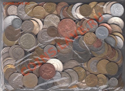 Иностранные монеты на вес 1 кг без повторов крупные до 19.07 - 003
