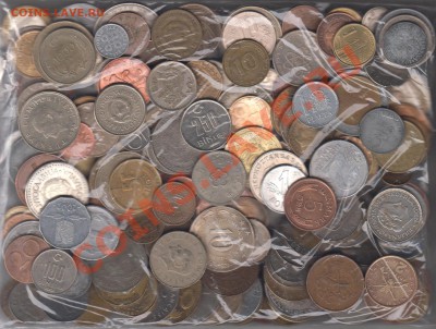 Иностранные монеты на вес 1 кг без повторов крупные до 19.07 - 002