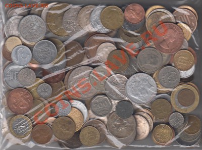 Иностранные монеты на вес 1 кг без повторов крупные до 19.07 - 001