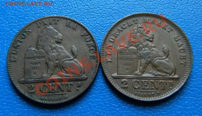 бельгия 2 центовики 1919 и 1864 - бельгия.JPG