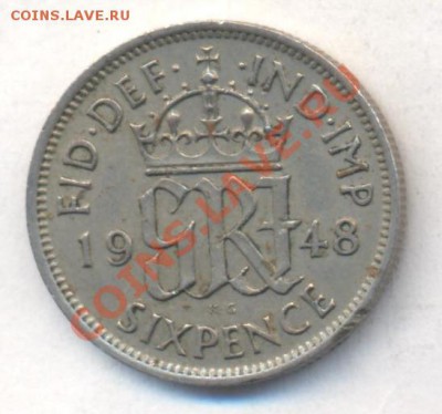 Великобритания 6 пенсов 1948 г.До 17.07.13 г. 22-00 МСК . - 648