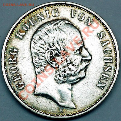 Германия. Саксония_5 марок 1904(Е); серебро; до 16.07_22.04м - 5973