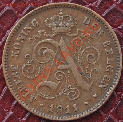 БЕЛЬГИЯ - 2 сентима 1911 - до 22 июля - 671