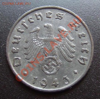 ГЕРМАНИЯ (3-й Рейх) 5 пфенниг (1943 G) цинк до 21.07 (22.00) - Германия (Рейх) 5 пфеннигов (1943 G) цинк А