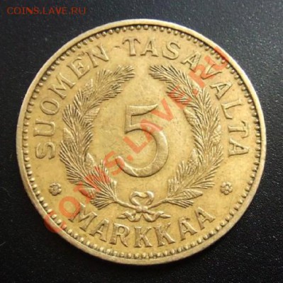 ФИНЛЯНДИЯ 5 марок (1938) до 21.07 (22.00) - Финляндия 5 марок (1938) №1 Р