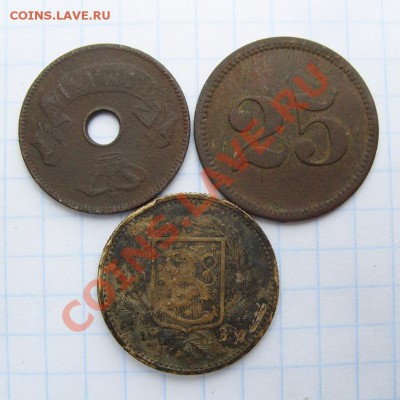 лот 3 шт. 10 bani, 5 markkaа, 25 werth-marke с рубля - 3IM-2