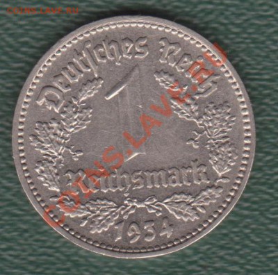 Третий Рейх, 1 Рейхсмарка 1934 D (22.07) - 69