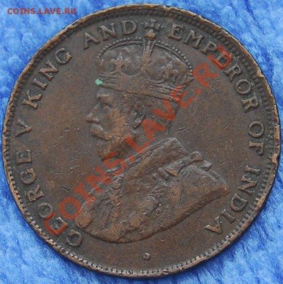 БРИТАНСКИЙ ГОНКОНГ - 1 цент 1919 - Георг V - до 26 июля - 191