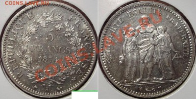 КОЛЛЕКЦИОННЫЕ МОНЕТЫ - НЕДОРОГО - 5 франков 1874 А