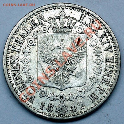 6 талера 1842(D). Серебро; окончание 23.07_22.06мс - 6040