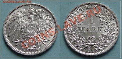 Германия 1 марка 1915 J анц до 28.07.13 в 22.00 - 2 марки 1915 J 21.07.13