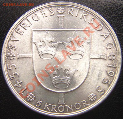 Швеция_5 крон 1935 "500 лет парламенту"; до 27.07_22.04мск - 6073