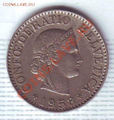 Швейцария.10 Раппен.1958. до 2 августа - 19580030.JPG