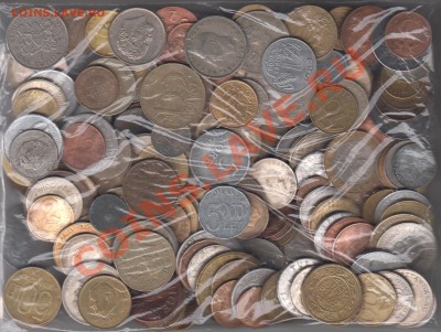 иностранные монеты на вес 1 кг без повторов, крупные до 3.08 - 004