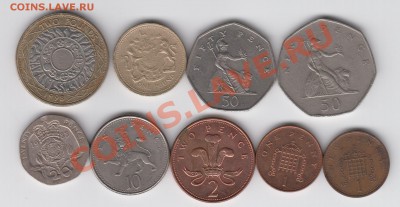 Великобритания 9 монет от 2 фунтов до пенса, 04.08 - 23:00 - 023