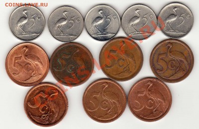 Ю.Африка 5 центов 1965-2006 Журавль (12шт) 05.08-22ч (5678) - img291