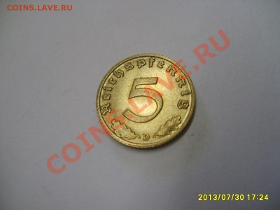 ГЕРМАНИЯ,5 РЕЙХСПФЕННИГОВ 1938 D ( ал.бронза)!!до 1.08.2013 - S6000227.JPG
