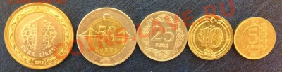 Турция - 1 лира, 50, 25, 10, 5 курушей - две монеты БИМЕТАЛЛ - dsc 012