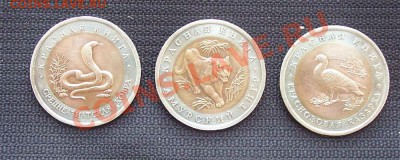 3 монеты "10 рублей", Красная книга, 1992 г. - Аверсы мен