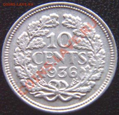 Нидерланды_10 центов 1936; серебро; до 03.08_22.12мск - 5748