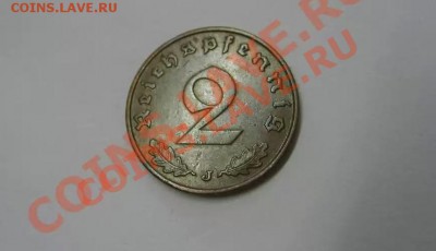 ГЕРМАНИЯ,2 ПФЕННИГА 1938 J (бронза,свастика,VF+)!до5.08.2013 - 2 пфеннига 1