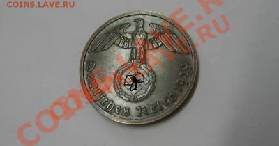 ГЕРМАНИЯ,2 ПФЕННИГА 1939 В (бронза,свастика,VF+)!до5.08.2013 - 1939В