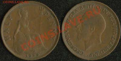 2 пенни 1929 до 22:00мск 09.08.13 - Великобритания хальф-пенни 1929