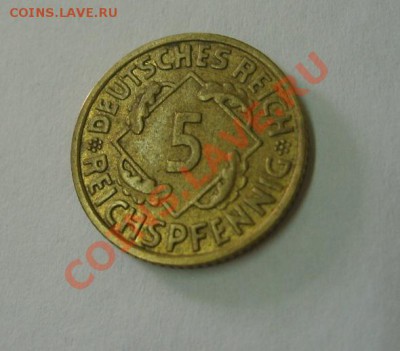 ВЕЙМАРСКАЯ РЕСПУБЛИКА,5 РЕЙХСПФЕННИГОВ 1936 F!Al+Br!до 5.08 - S6000361.JPG