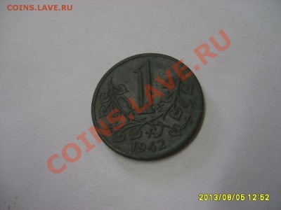 ЧЕХИЯ и МОРАВИЯ: 1 КРОНА 1942 г( ЦИНК ) !до 05.08.2013 - S6000409.JPG