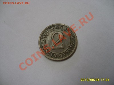 ВЕЙМАР,2 РЕЙХСПФЕННИГА 1924 D (бронза,колосья)!!до 5.08.201 - S6000430.JPG