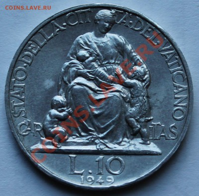 Ватикан 10 лир 1949 год. - 2