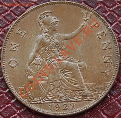 ВЕЛИКОБРИТАНИЯ - 1 пенни 1927 - Георг V - до 13 августа - 055