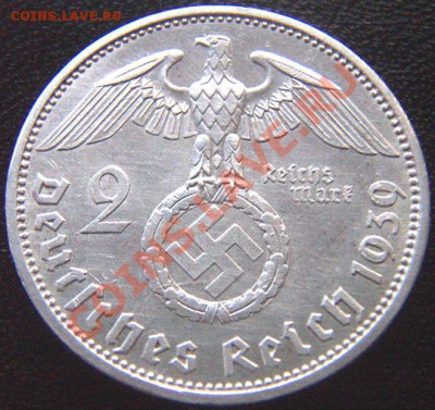 Германия (3 Рейх)_2 рейхсмарки 1939(А); Ag; до 09.08_22.04мс - 6177