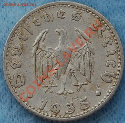 ГЕРМАНИЯ - 50 рейхсфенигов 1935 А - до 19 августа - 258