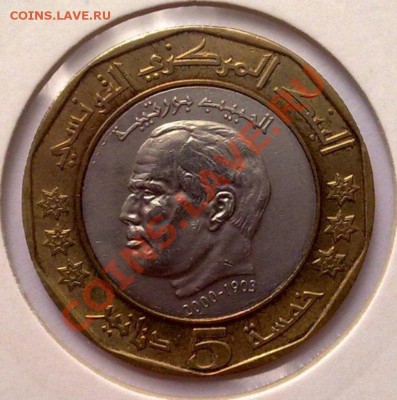 БИМ-Тунис 5 динаров 2002 Хабиб Бургиба 19.08 22.00 - z